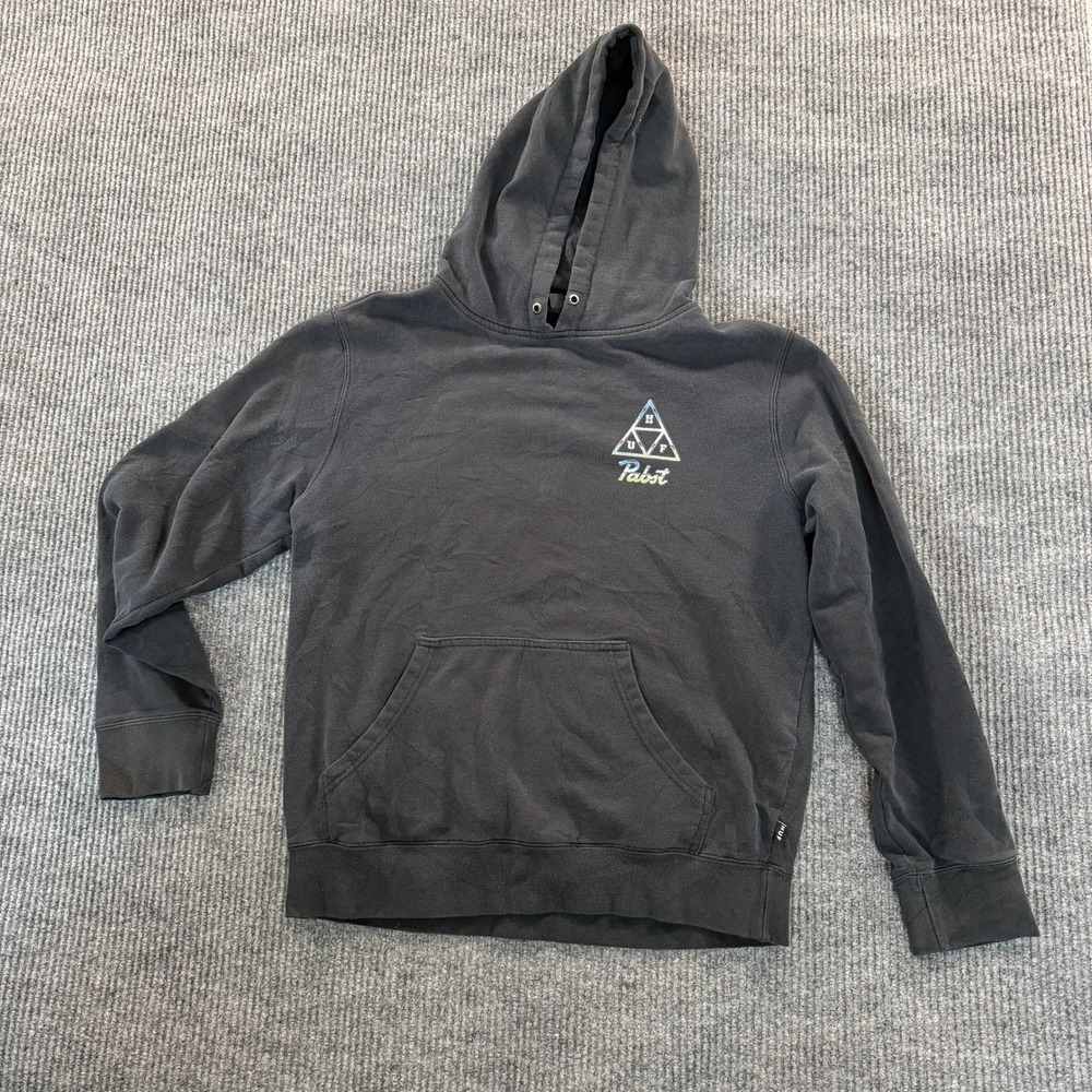 HUF Mens Pabst Blue Ribbon Monster Truck Hoodie Size M Black Graphic Sweatshirt